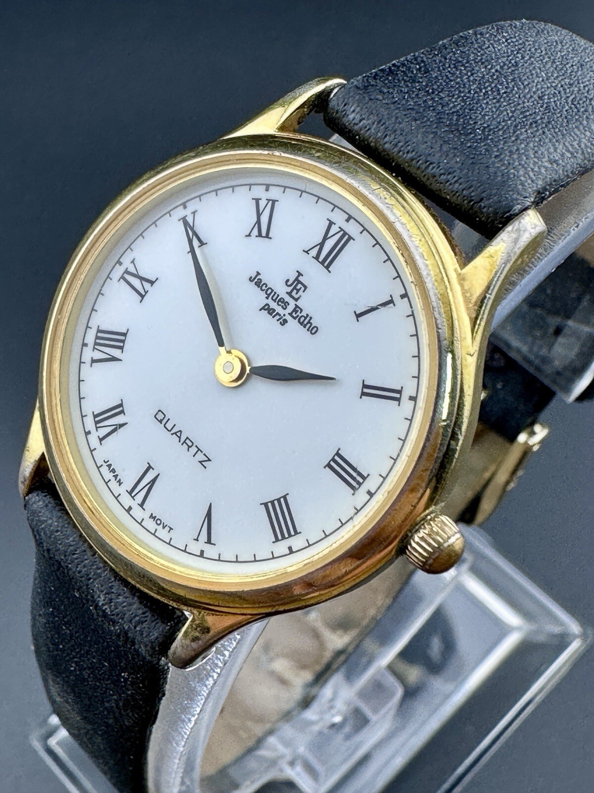Rare Working Jacques Edho 18k Gold Plated 790/4E Round Watch Roman Numerals D2
