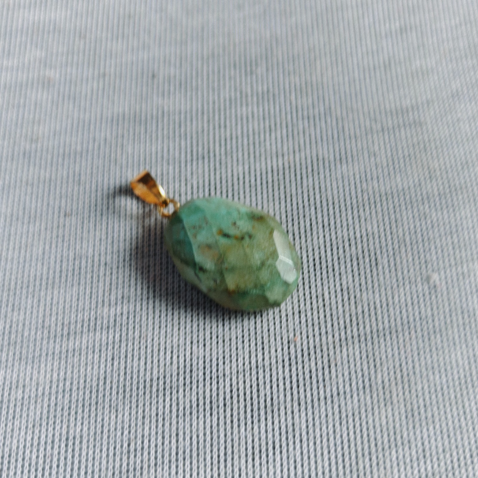 Natural Tibet Turquoise Oval Cut Beads Brass Pendant Handmade Gemstone Jewelry