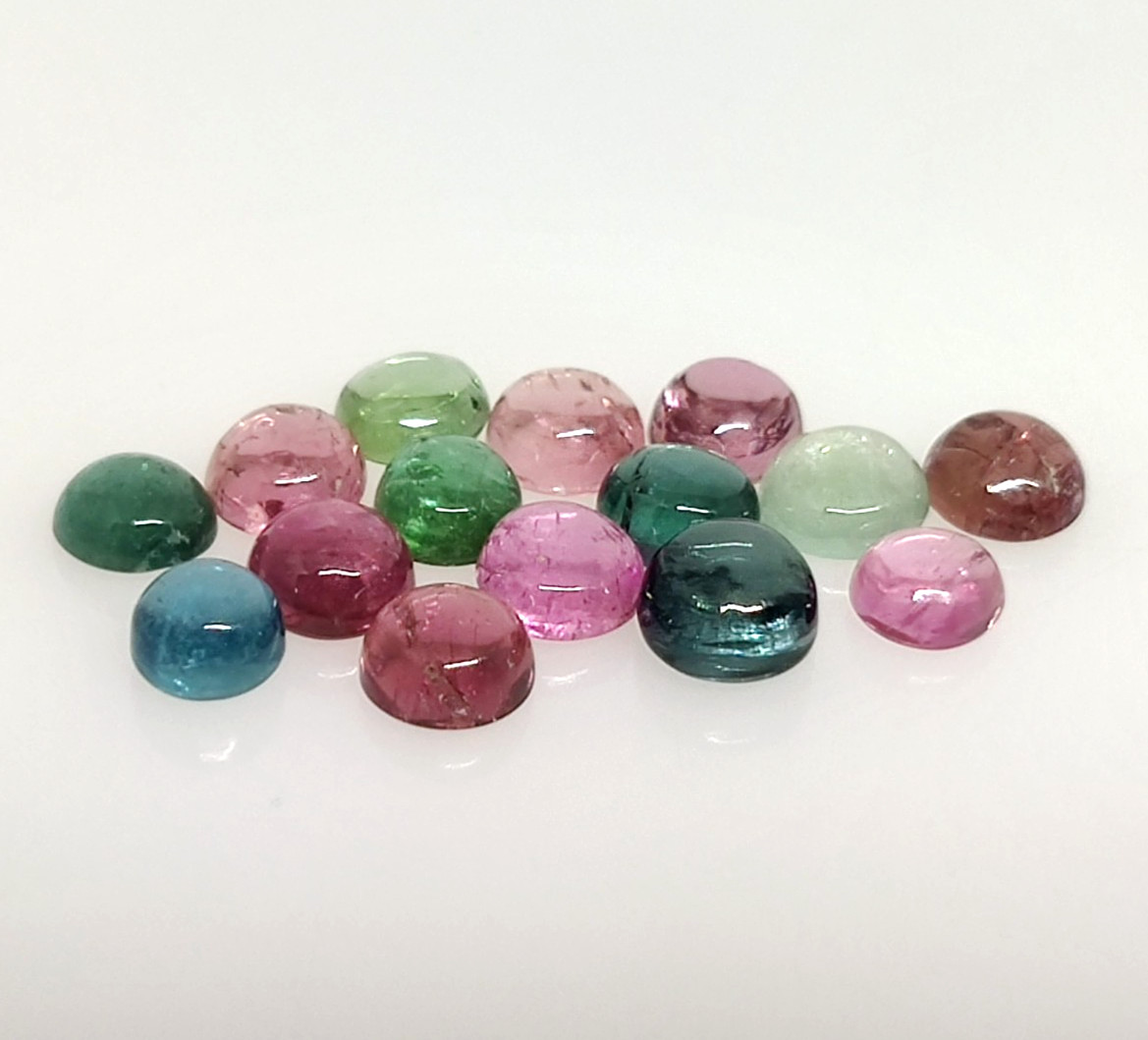 Natural Multi Tourmaline Round Shape Cabochon Lot 6.88 Ct Size is 4 to 5 mm