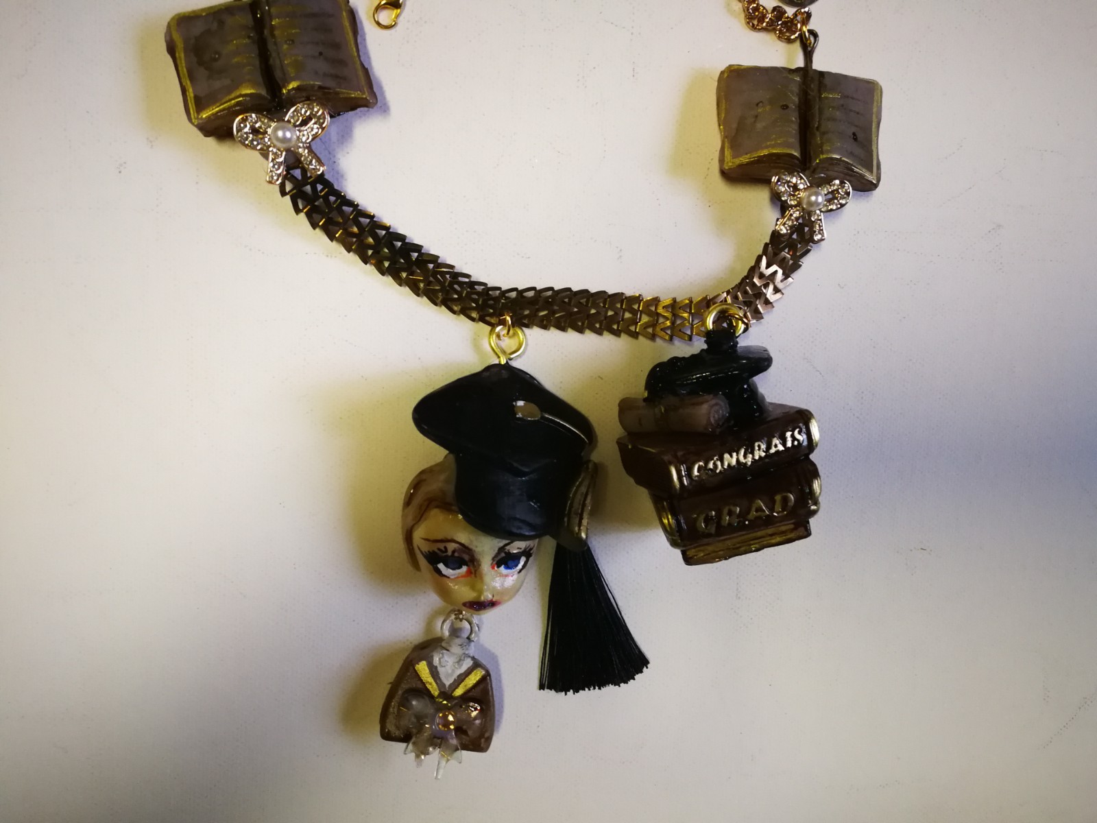 Statement Luxury Necklace Jewelry Pendant Sculpture Books Thesis Lawyer Gift Bib