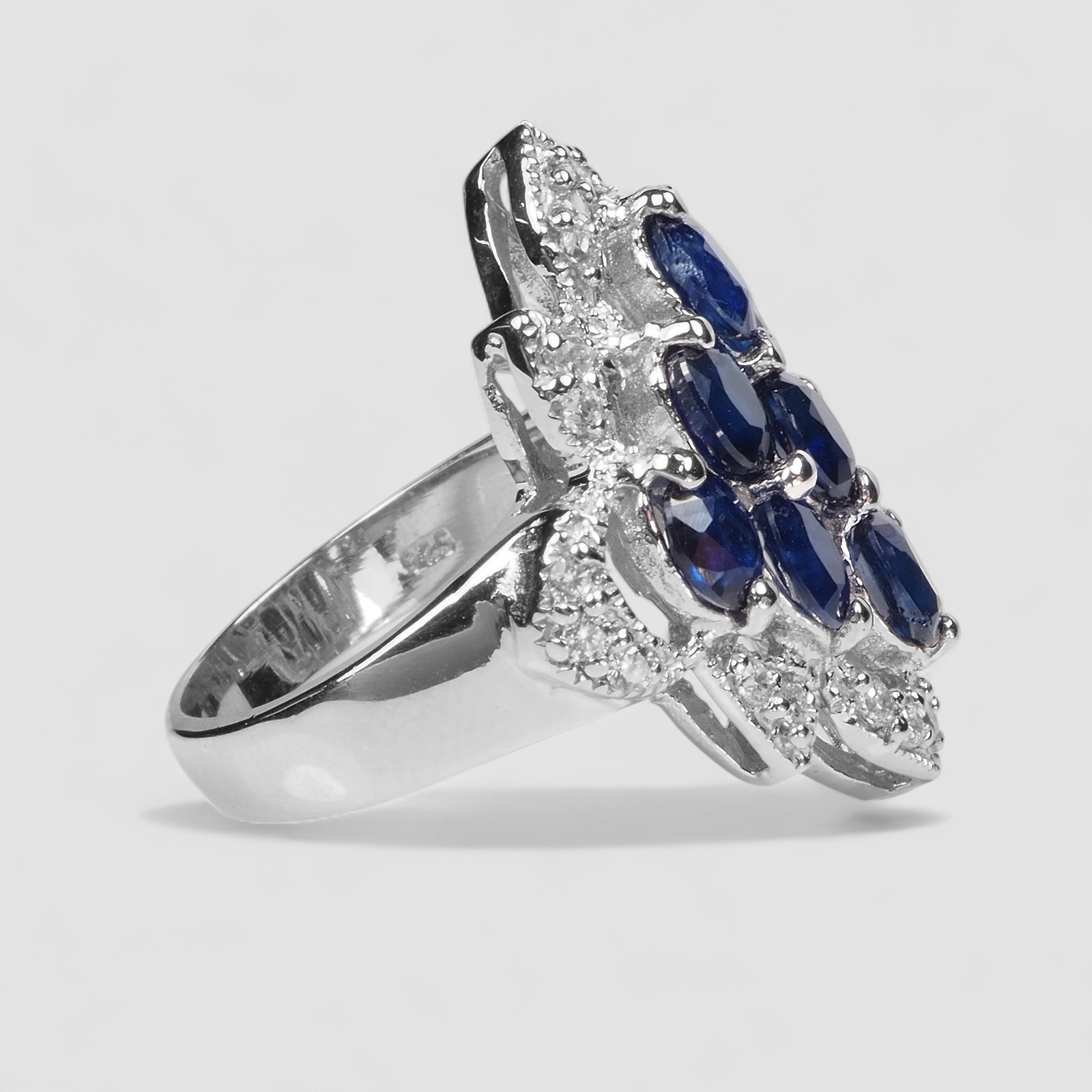 ASTONISHING BLUE SAPPHIRE 3.90CT 925 STERLING SILVER HANDMADE FINE JEWELRY RINGS