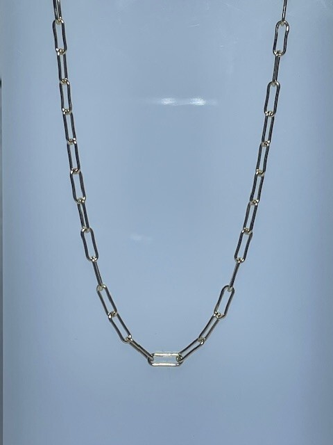 Paperclip 2.56X6.45MM Link 14kt Yellow Gold Chain Necklace 17in Lobster Clasp