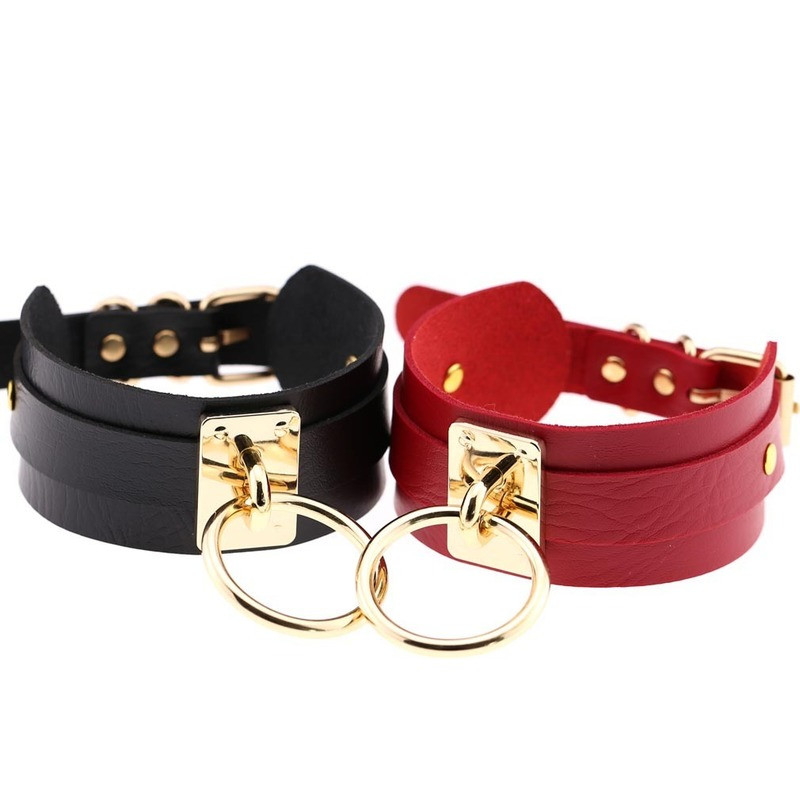 Gothic Leather Double-layer Necklace Punk Wide Collar Cosplay Accessories