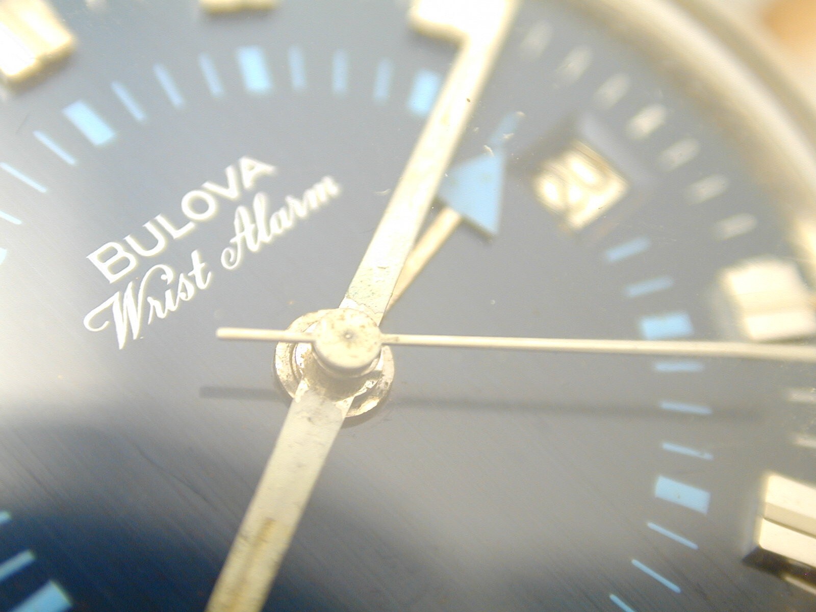 VINTAGE 1967 BULOVA WRIST ALARM WITH FANTASTIC BLUE DIAL RUNS ON 8-5-24