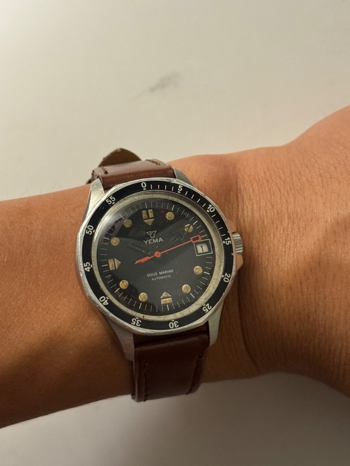Yema Sous Marine | Automatic Date Divers Watch | Matte Black Dial | ca. 1975