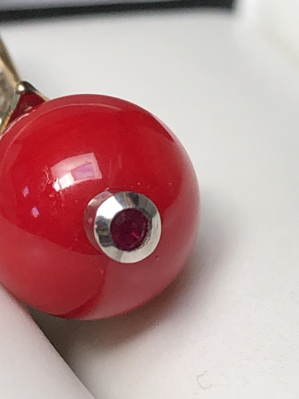 Gems en Vogue Red Coral 18K Over Sterling & Palladium Silver Dangle Charm