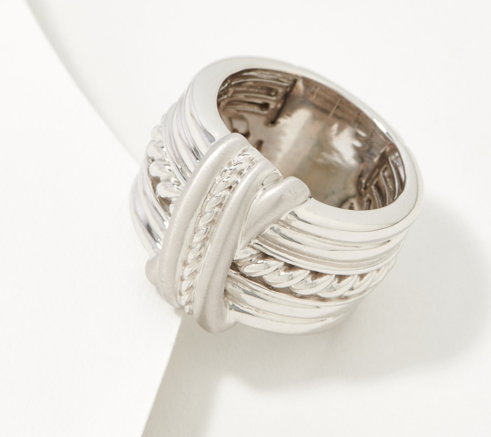 Judith Ripka Sterling Silver Love Knot Wide Band Ring for Women