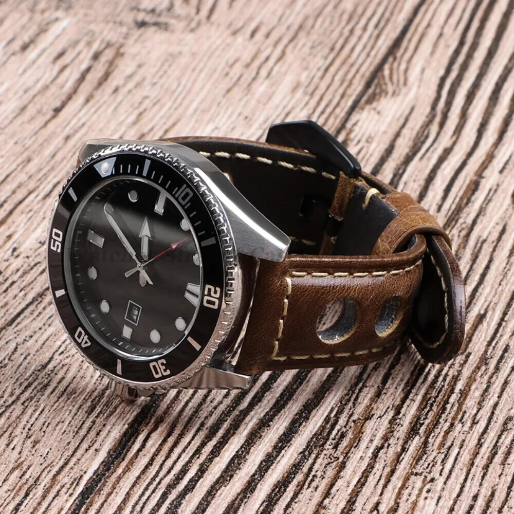 New Correa De Reloj De Piel De Vaca Pulsera De Cuero Genuino De 20mm 22mm Y 24mm