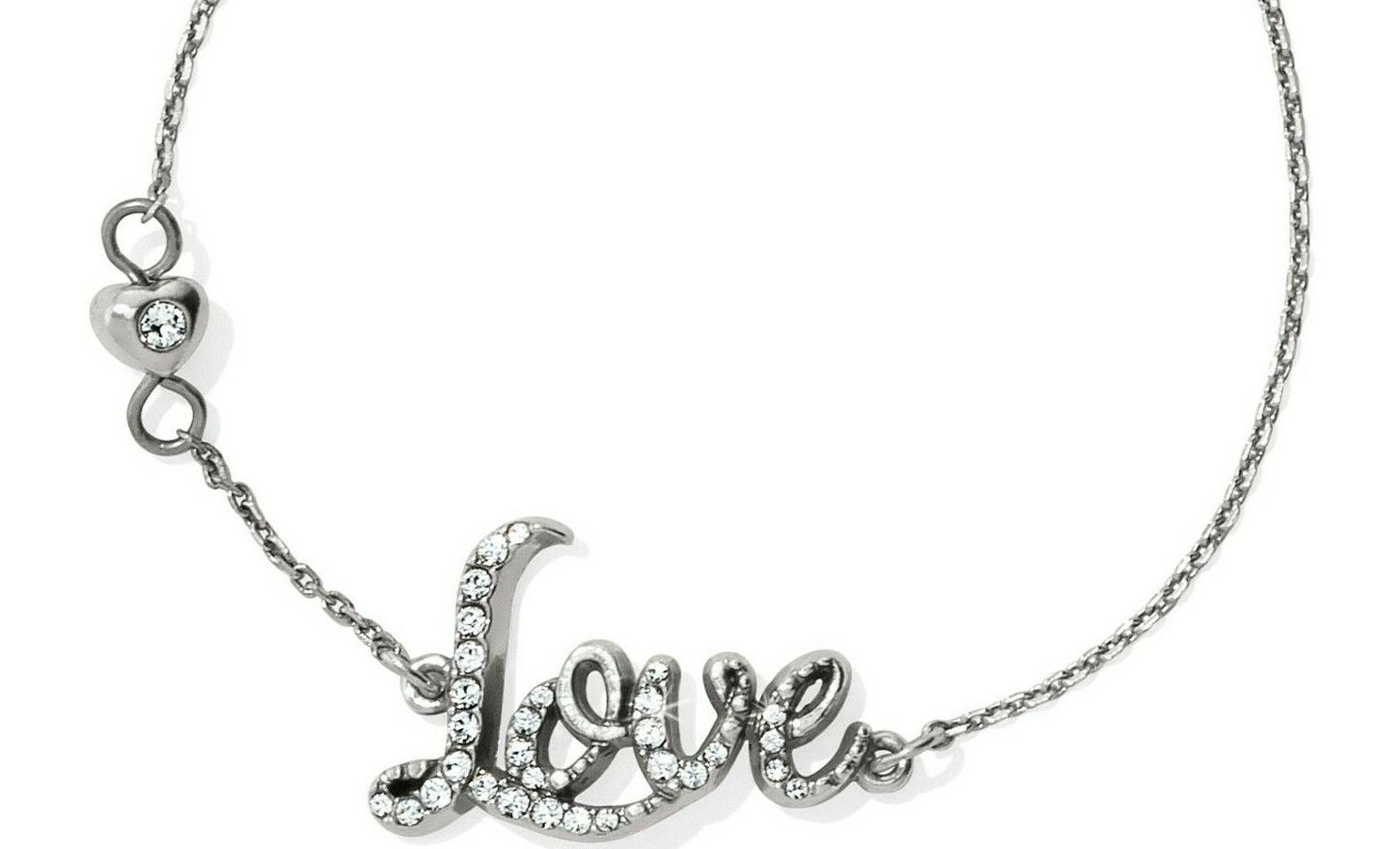 NWT Brighton LOVE SCRIPT Silver Crystal Bracelet MSRP $48
