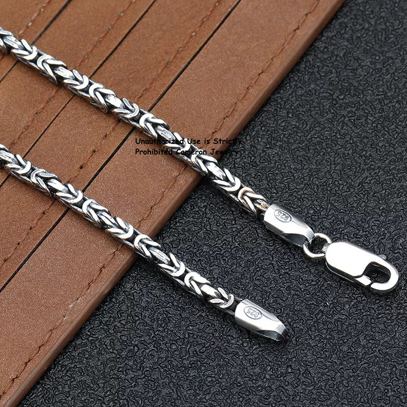 Solid S925 Sterling Silver Necklace Men Women 2.5mm Byzantine Link Chain 18-32in