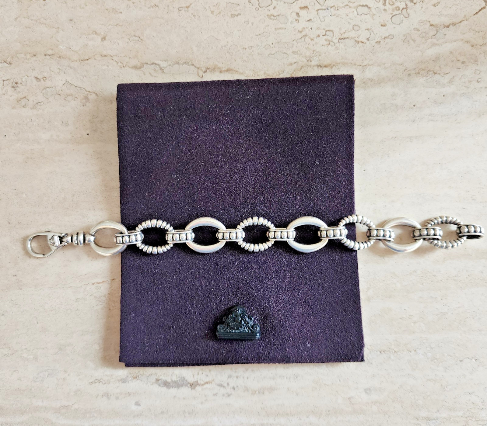 LAGOS Caviar Sterling Silver Bracelet – 7.5” – Beaded & Smooth Link Design