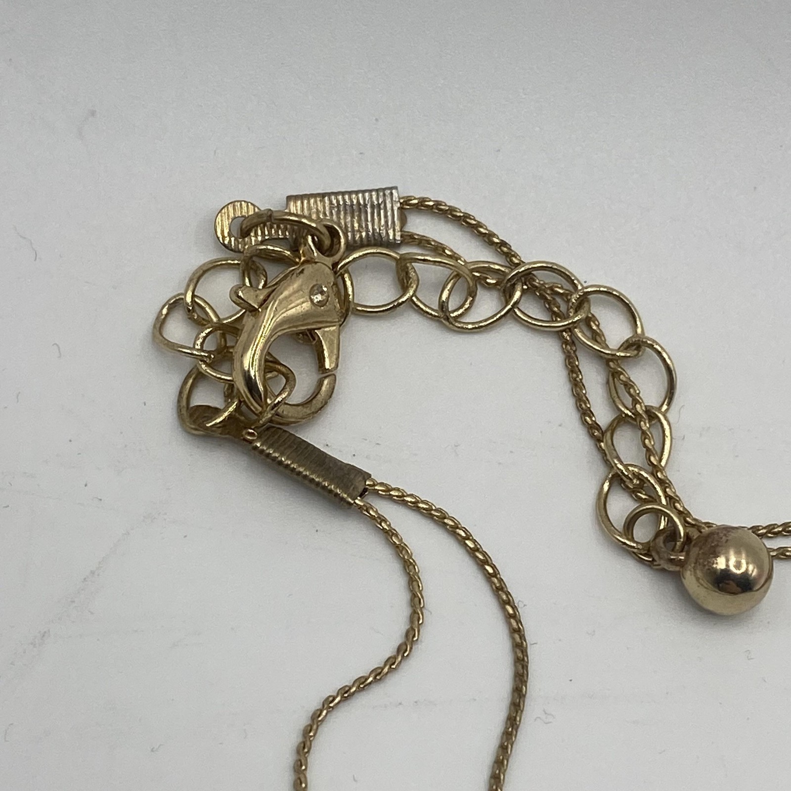 Gold Tone Cream Resin Station Necklace Layered Strand Lobster Clasp Jewelry