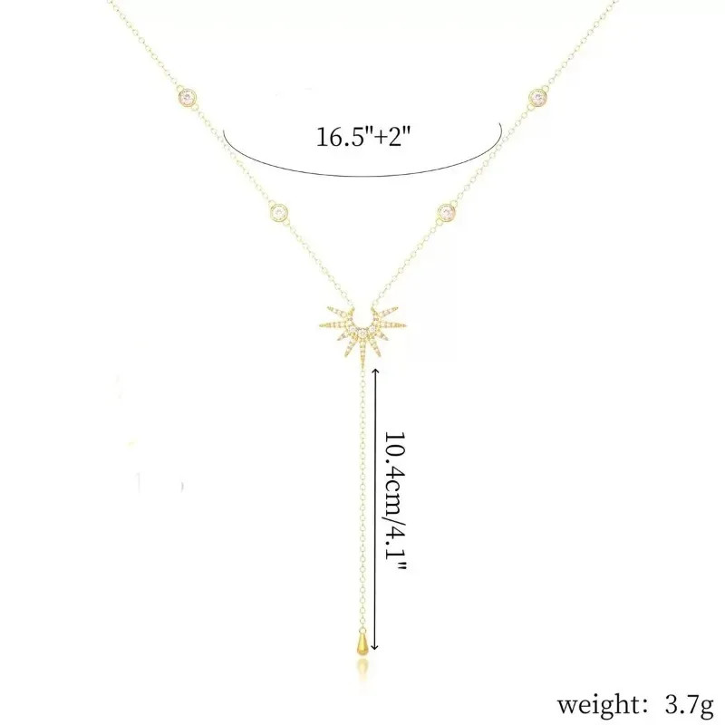 Luxury Y-Shaped Stainless Steel Pendant Necklace For Women Girls Fashion Cubic Z