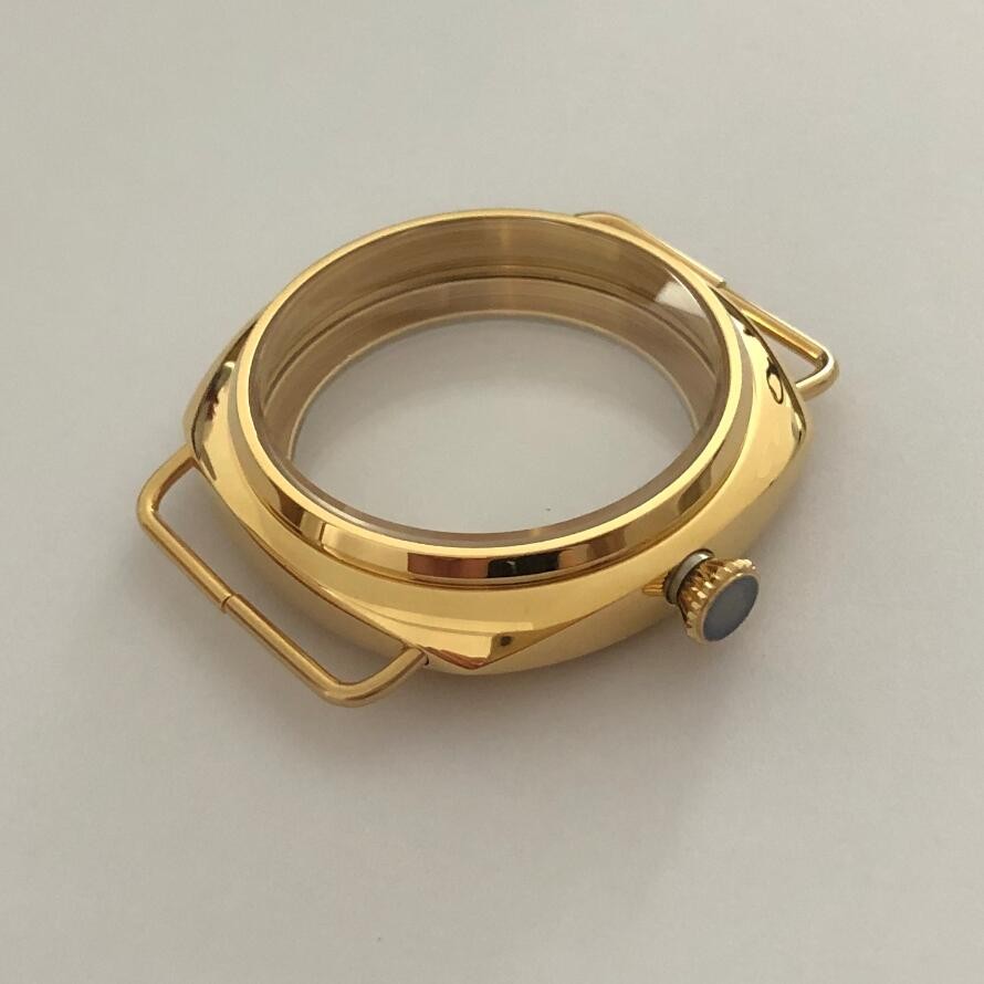 45mm 316 Steel 18K Gold Plated Watch Case For ETA6497/6498 ST3600/3621 Movement