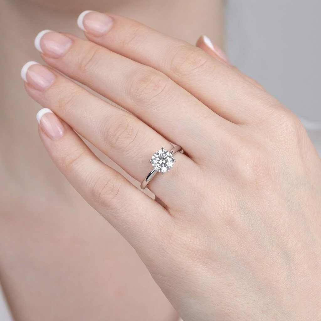 Solitaire Engagement Ring 14K Gold Classic 0.78 CT Round Lab-Grown Diamond D VS1
