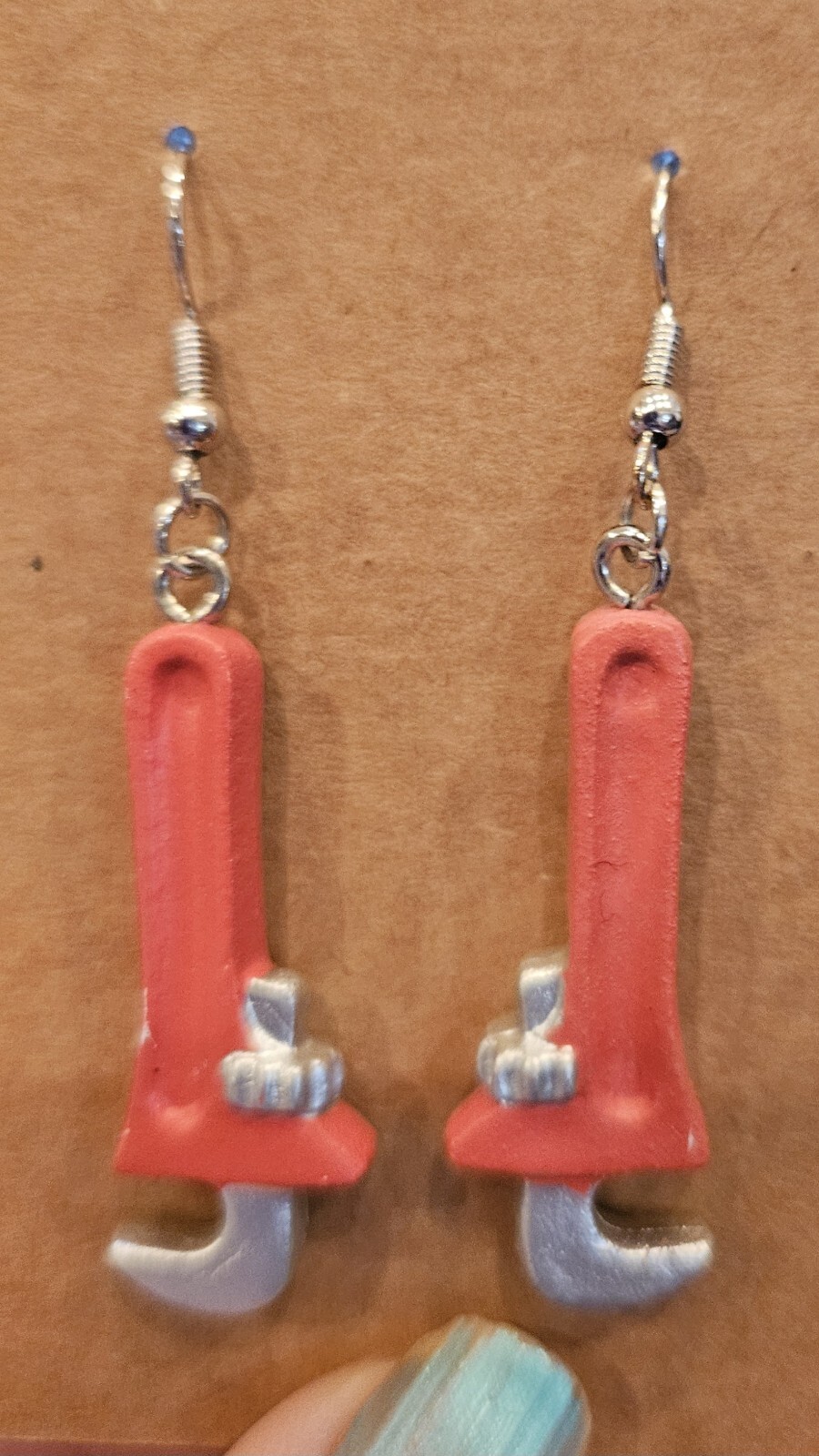 HAND TOOL EARRINGS Colorful, dangle hook, 12 diff. to choose from. ONE OF A KIND