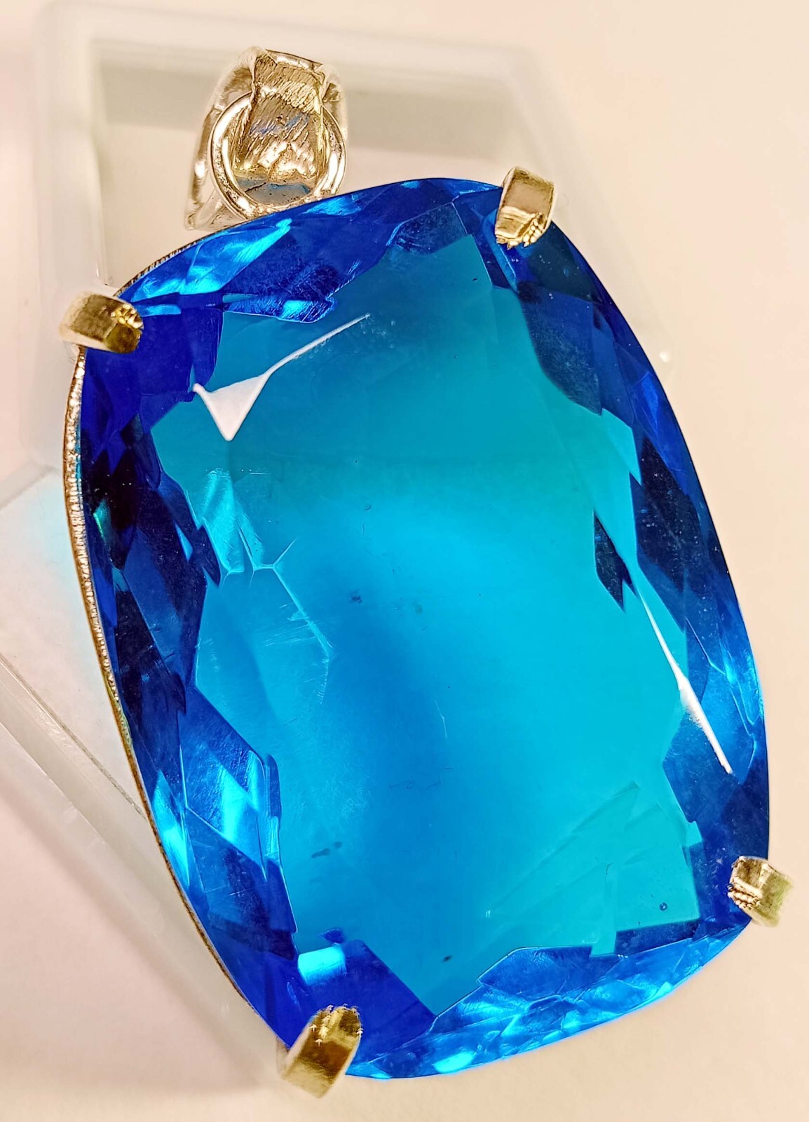 Blue Topaz Pendant Cushion Cut 96.95 Ct Natural Gemstone EGL Certified PD014
