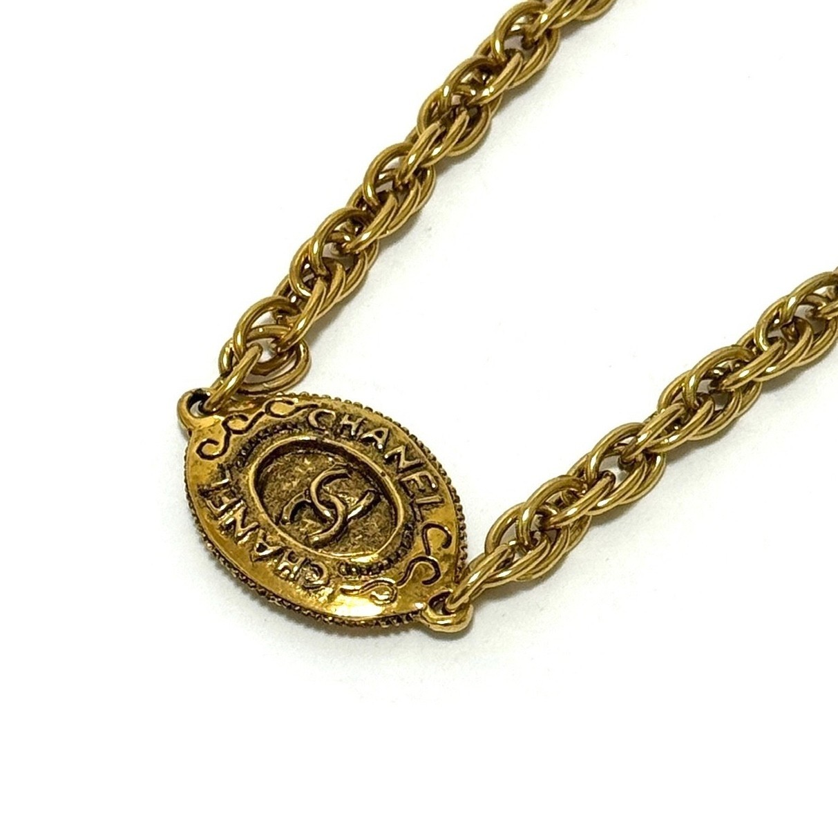 CHANEL COCO Mark CC Logo Long Necklace Gold Vintage Authentic JAPAN