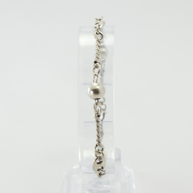 Silver bracelet 16 cm with beads and twisted links