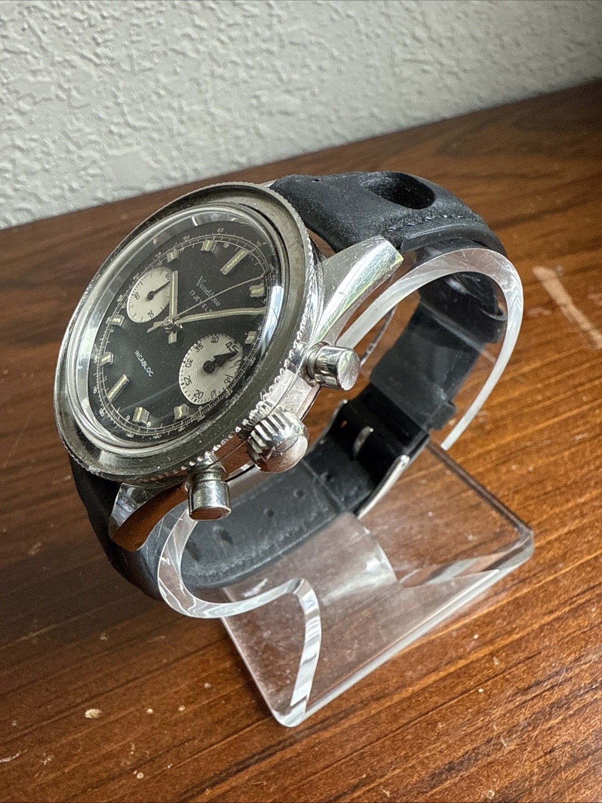 Yema Speedgraf Ref 9312 Valjoux 7730 Working Missing Bezel “Vendome” Panda Dial