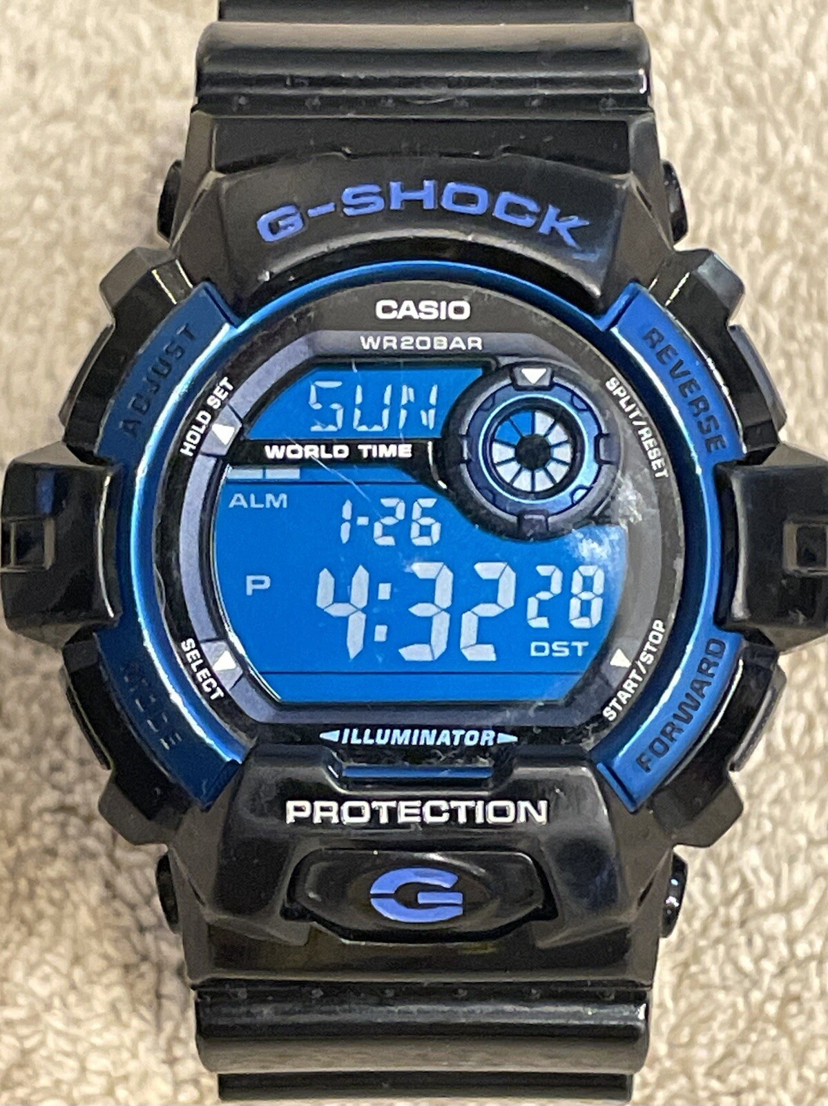 Casio Men’s Watch G-Shock Quartz Blue Digital Dial Black Resin Strap G8900A-1CR