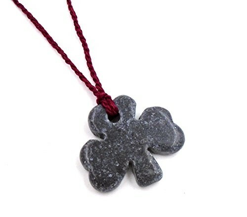 Irish Kilkenny Marble Shamrock Necklace on Maroon Silk Cord