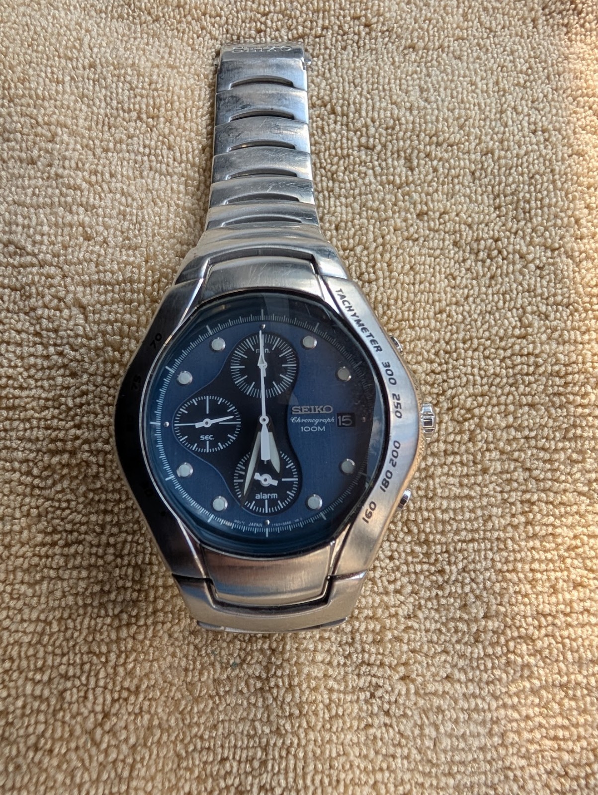 SEIKO 7T62-0AN0 100M ALARM CHRONOGRAPH ANALOG WATCH RARE