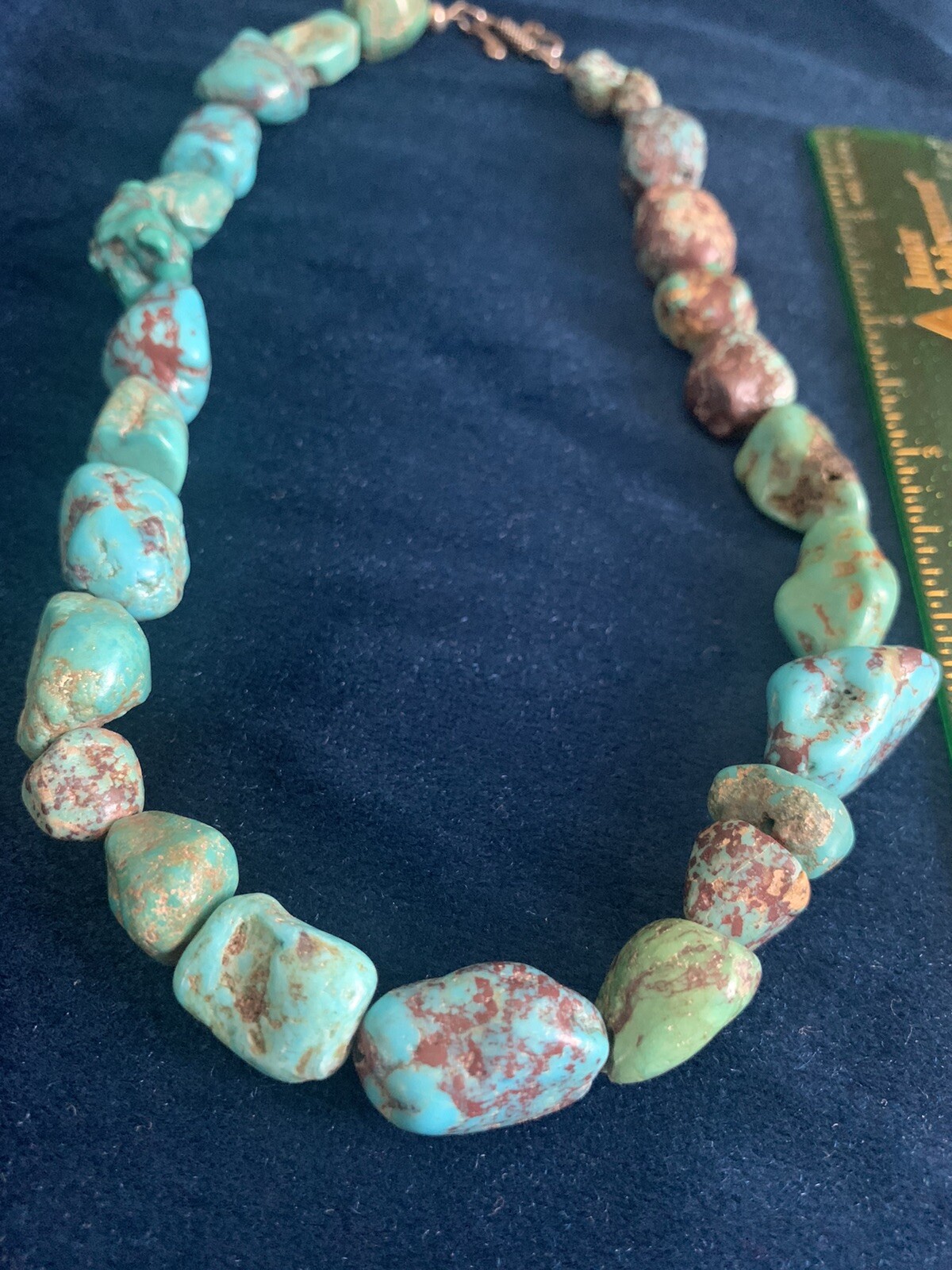 Vtg 16 In Turquoise Necklace Strung On Coated Wire