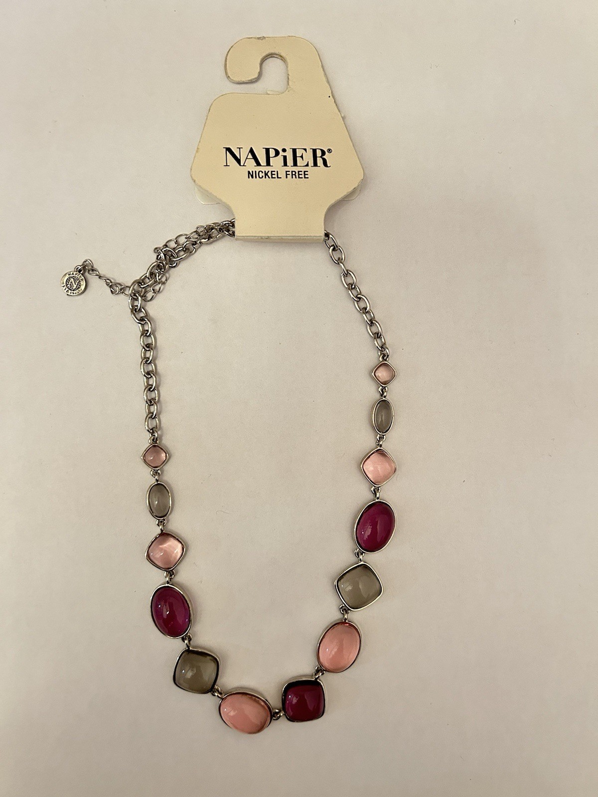 Napier cabachon pastel lucite bezel set bib necklace B13
