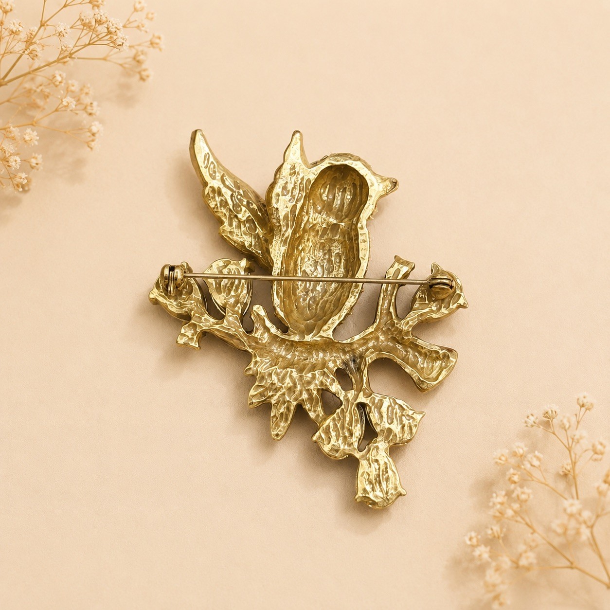 Statement Blue Bird Brooch, Nature Inspired Pin, Botanical Jewelry, Bird Brooch