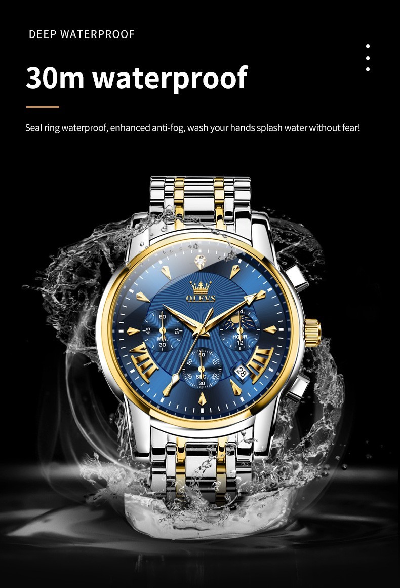 OLEVS 2892 Luminous Multifunctional Male Gift Top Quality Casual Quartz Watch