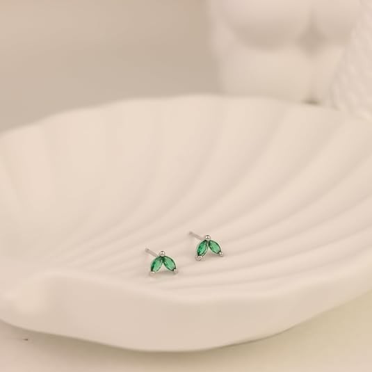 3Pairs Earrings Set for Women Silver Moon Star CZ Butterfly Green Dainty Studs