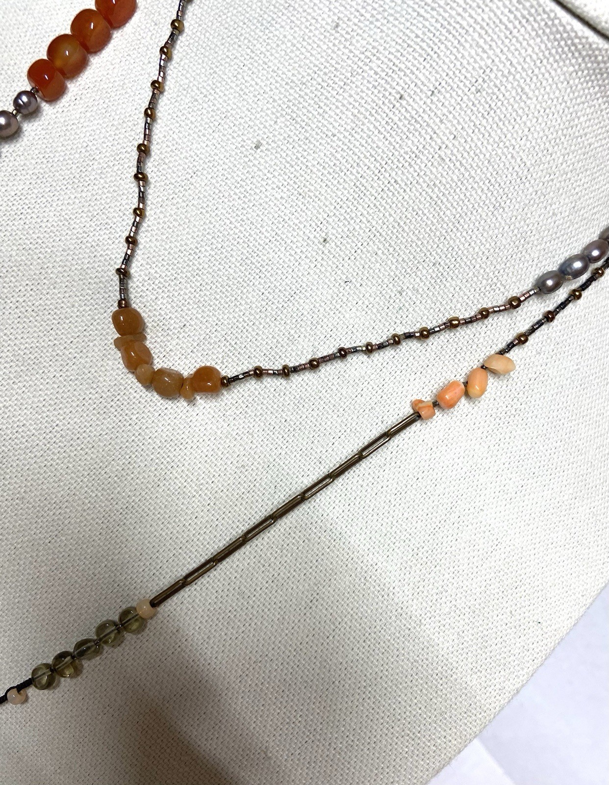 Vintage Multi Media Bead Necklace Extra Long 50”-metal, glass, stone, pearl