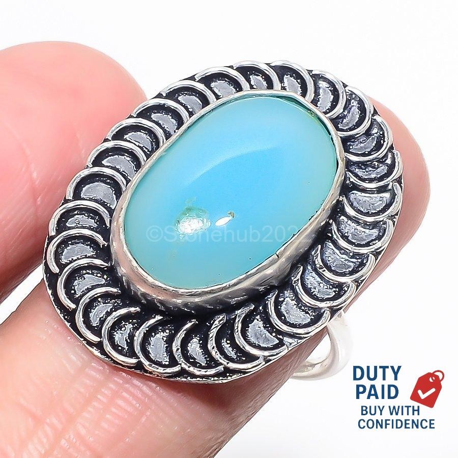 925 Silver blue onyx Handcrafted Artisan Wife Unique Trendy Engagement New Ring