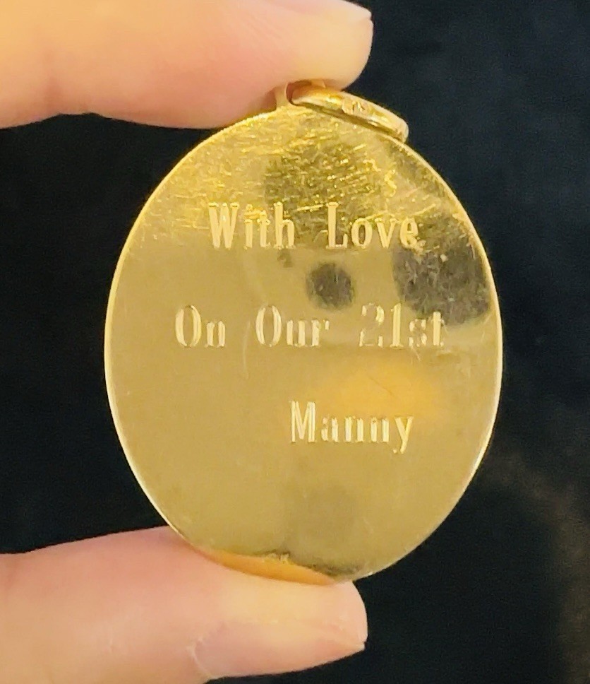 14K Gold “Always Together” Medal Pendant Couple Hands With Diamond