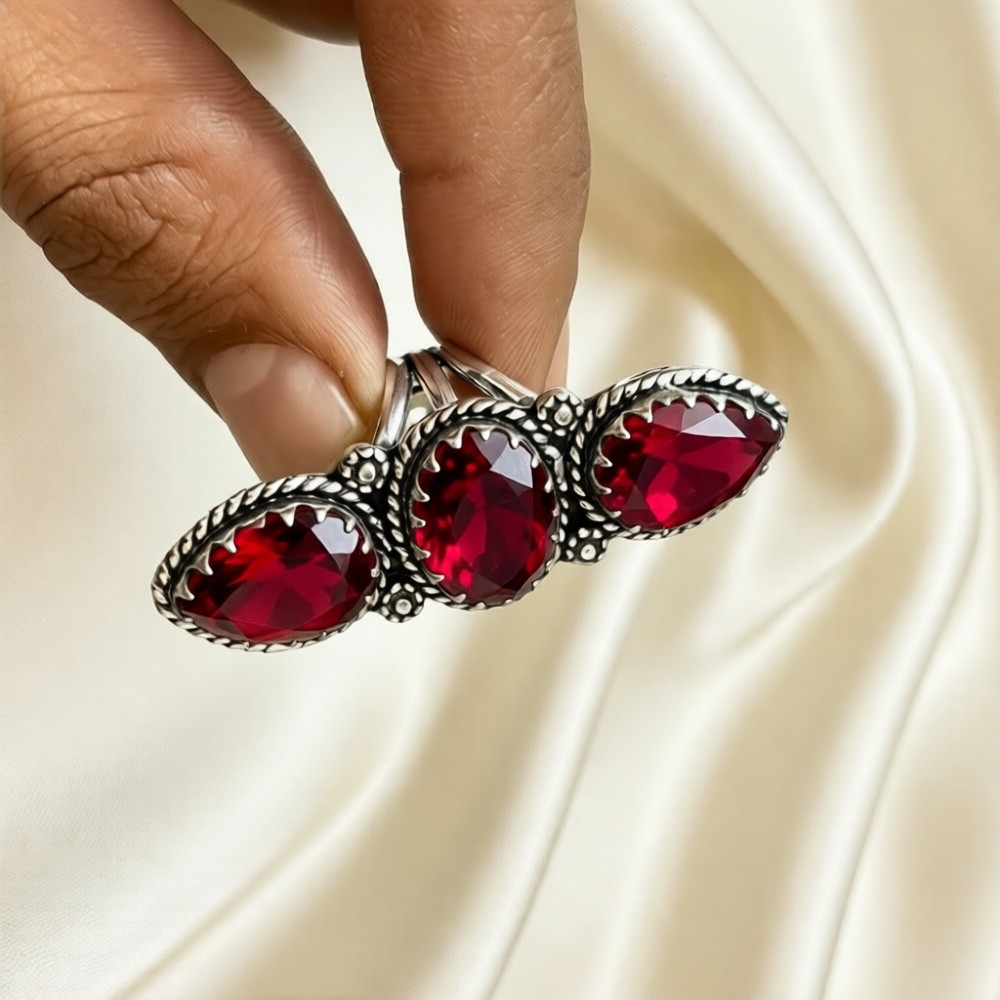 Mozambique Garnet Gemstone Handmade 925 Sterling Silver Jewelry Ring All Size