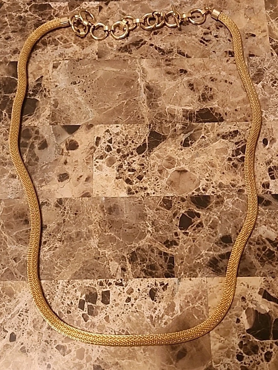 Rare Vintage Mesh Tube Rope Necklace Gold Tone – 40 Inches!! 8mm Chain