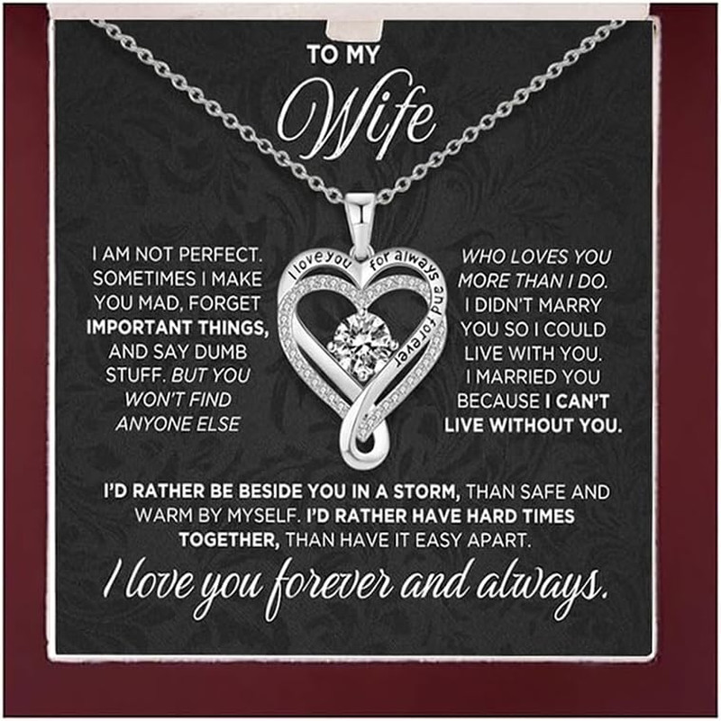 925 Silver Heart Necklace for Wife, Infinite Love Knot with Gift Box