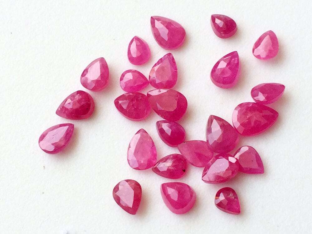 4×5.5mm-5x8mm Ruby Mozambique Pear Cut Stone Natural Ruby Faceted Pear Cut Stone