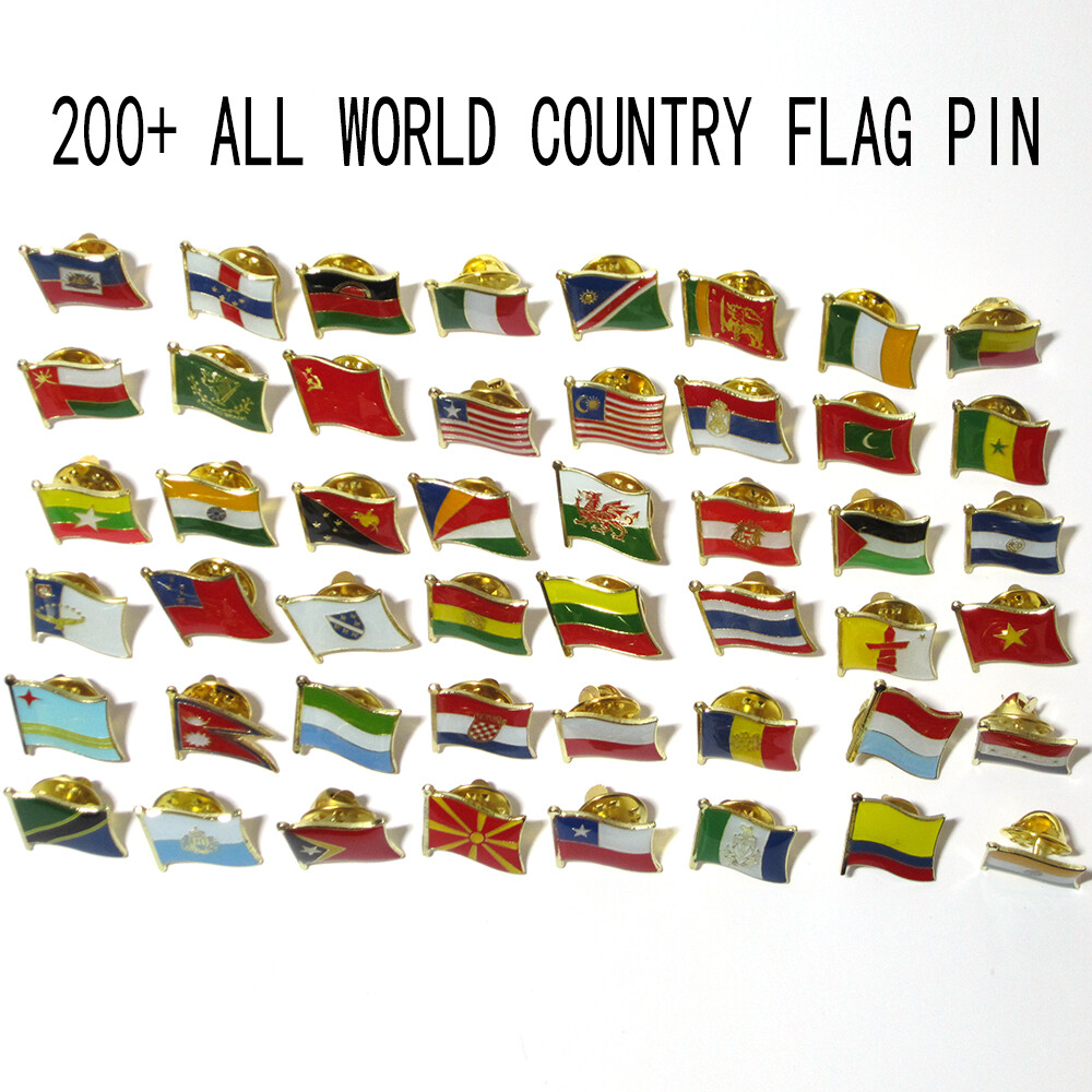 200+ COUNTRY National Country Flag Lapel Pin Badge Brooches Metal with Box