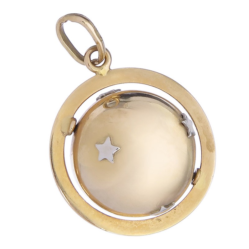 Ball Pendant Stars 750 Yellow Gold Italy approx. 1955-60