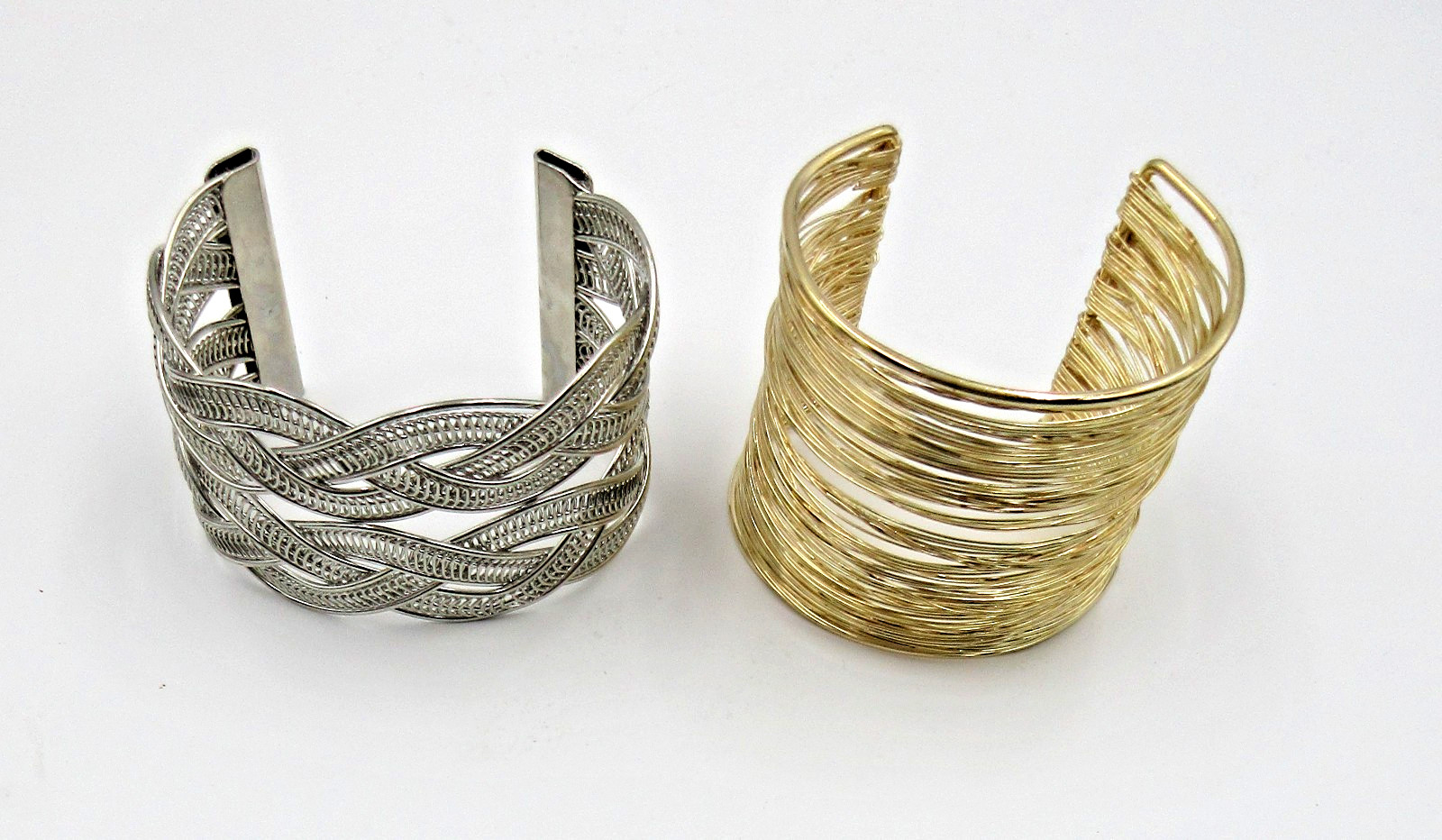 LOT silver gold tone statement cuff BRACELETS Off white gray faux pearl necklace