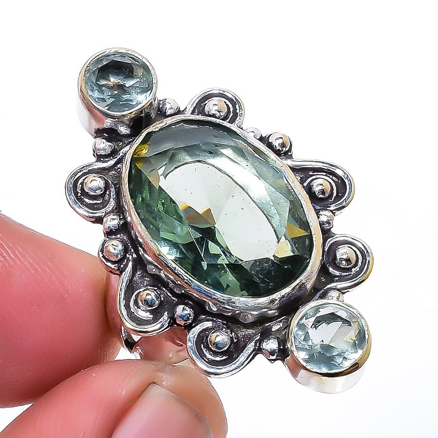 Black Tourmaline Gemstone 925 Silver Plated Jewelry Ring s.6 M1487