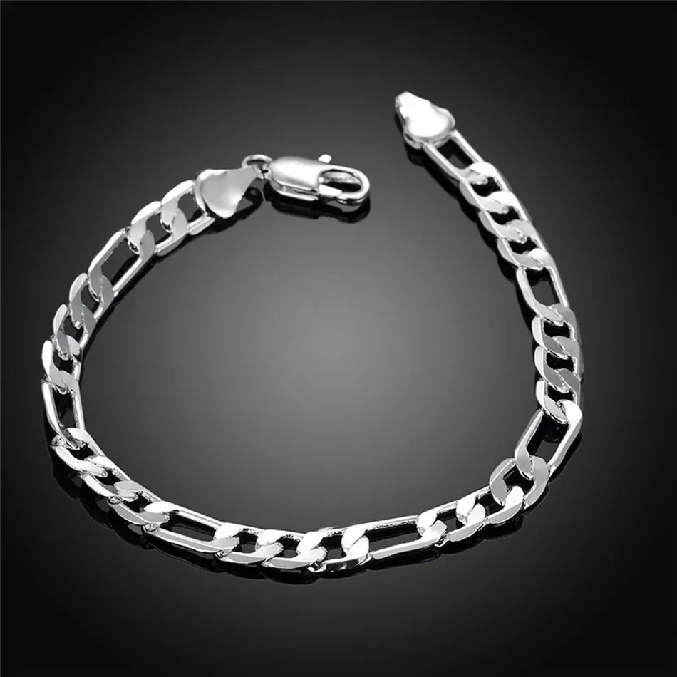 top quality beautiful 925 Sterling Silver Bracelet Jewelry fashion charm Men