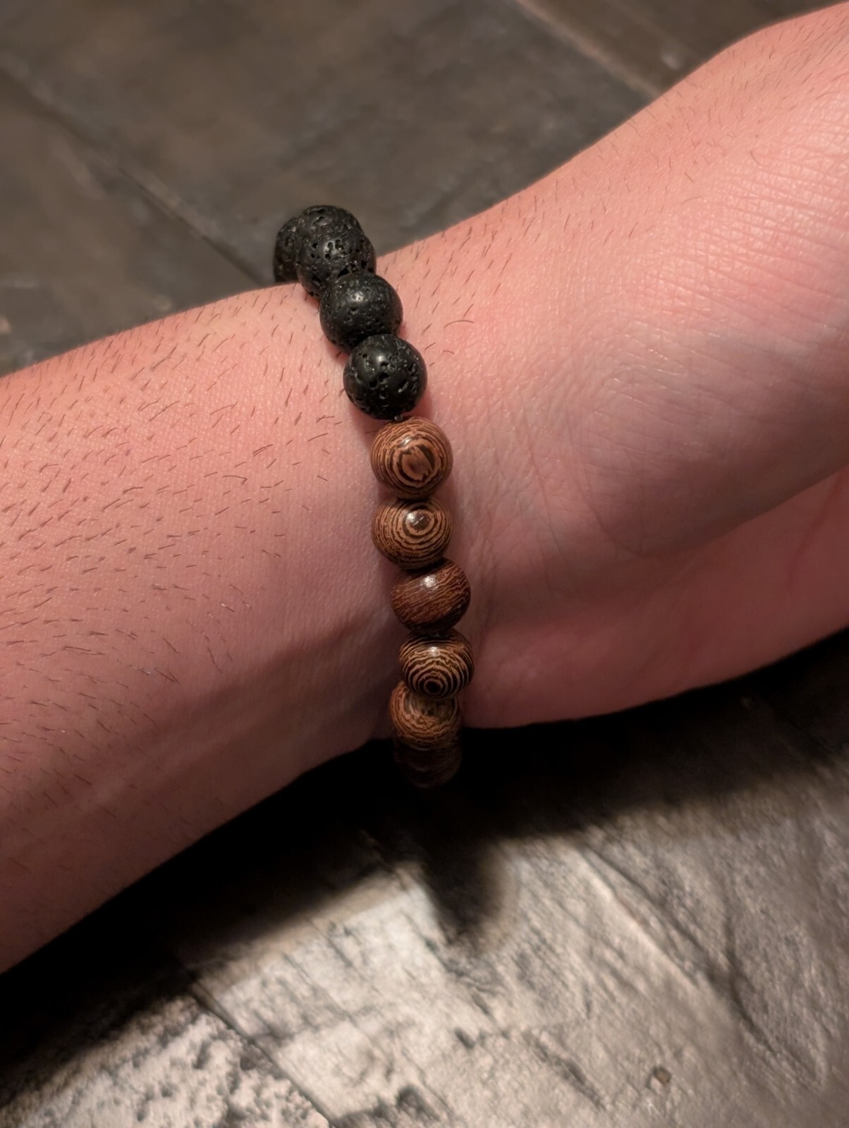 Lava Stone/Wood Grain Elastic Bracelets For Women Men Round 8mm Beaded Handmade