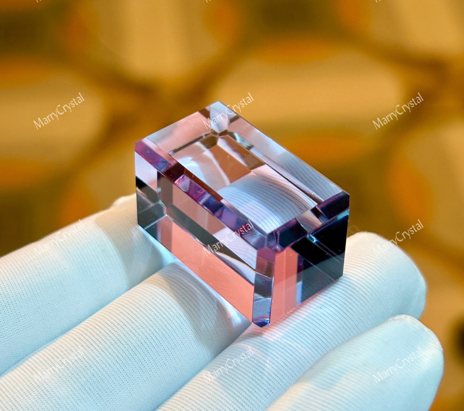 80 Ct 3-Color Change Glass Cube, Purple Blue Grape Juice Loose Gemstone