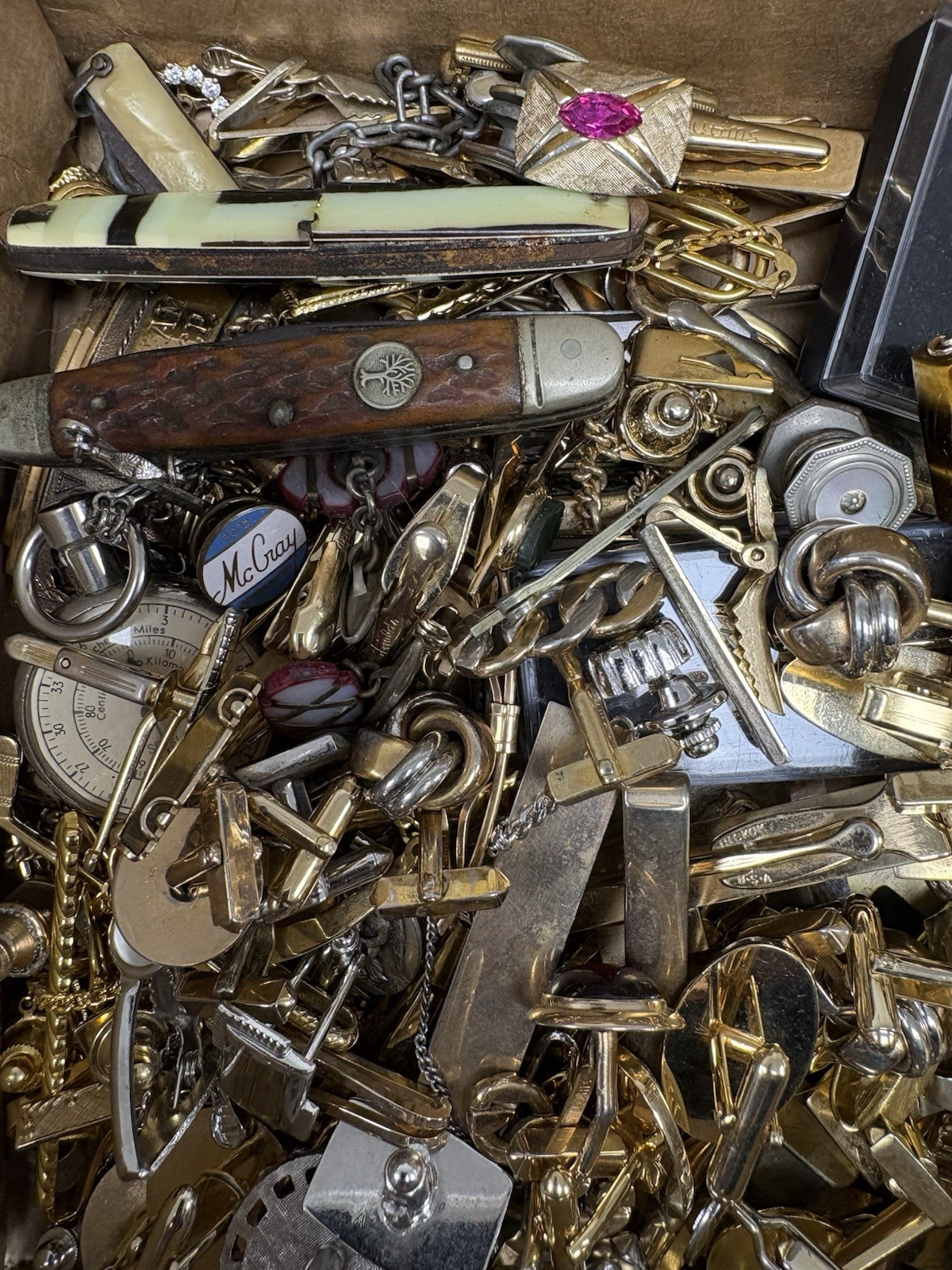 Huge Vintage Men’s Cufflink Pocket Watch & Jewelry etc Lot over 150 PC LOT