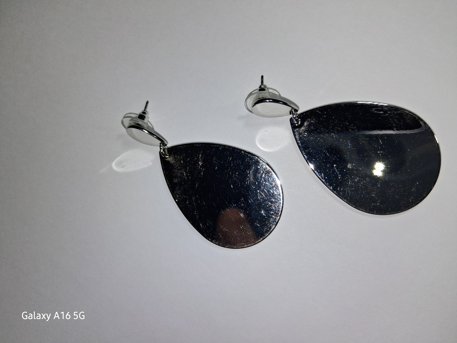 Silvertone Dangle Pear Shape Earrings