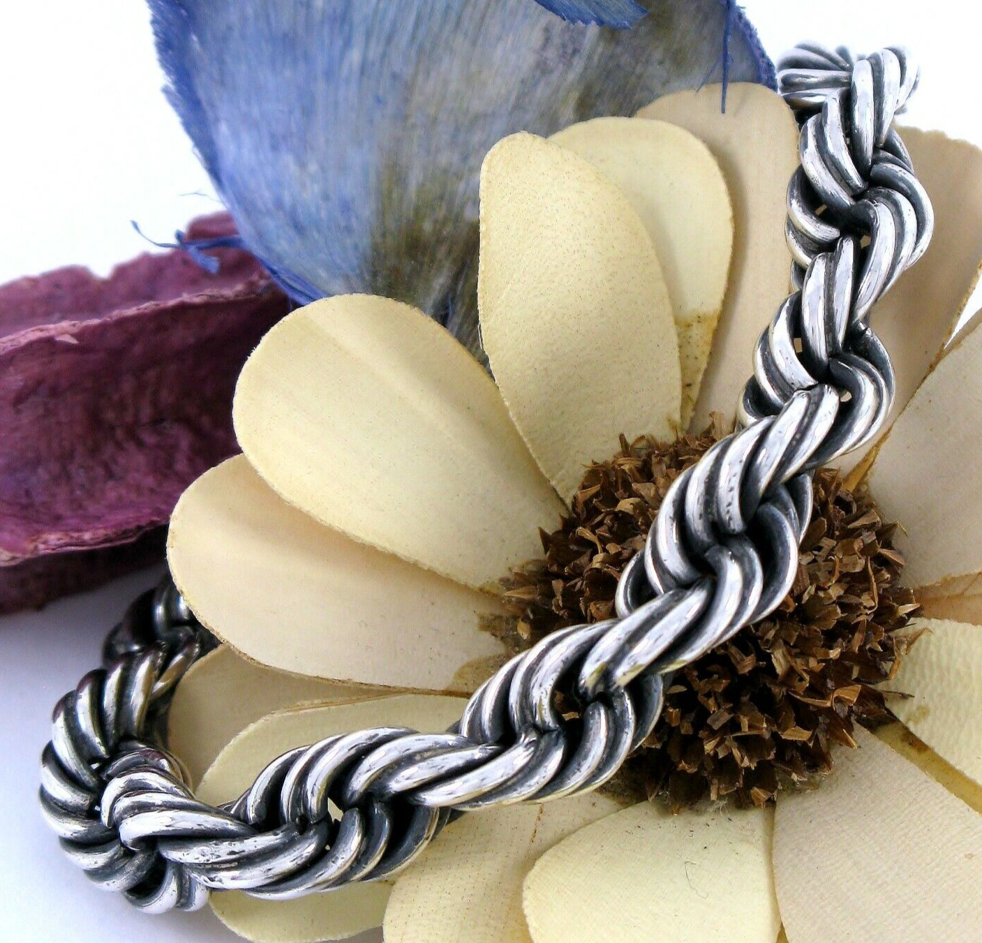 Suarti Sterling Silver 925 7.7″ Rope Bracelet 48.7G