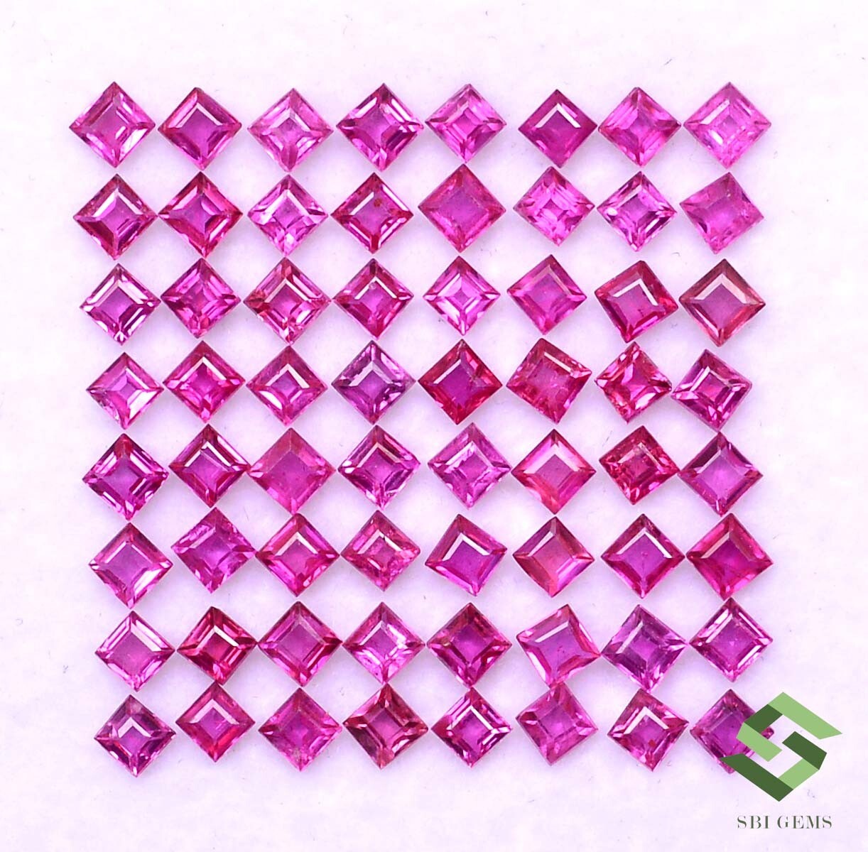 2×2 mm Natural Ruby Square Cut Lot 25 Pcs 1.64 CTS Calibrated Loose Gemstones